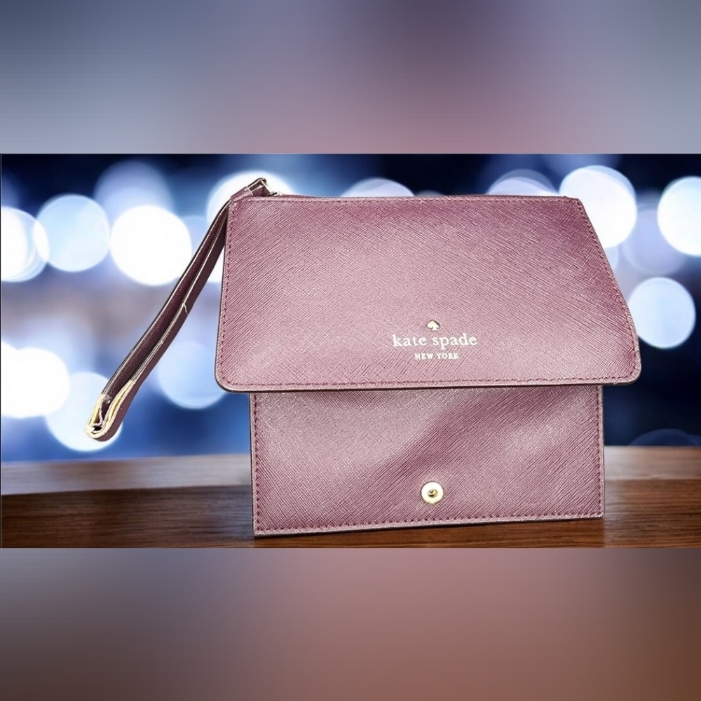 Kate Spade New York Redwood Saffiano Leather Wristlet - Picture 8 of 11